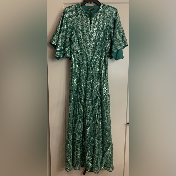 NWT Maje Green Sequin Maxi Dress US XS / FR 34 Formal Gown Wedding Guest Holiday - Picture 12 of 16